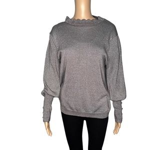 Joseph A metallic gray women long sleeve sweater size L